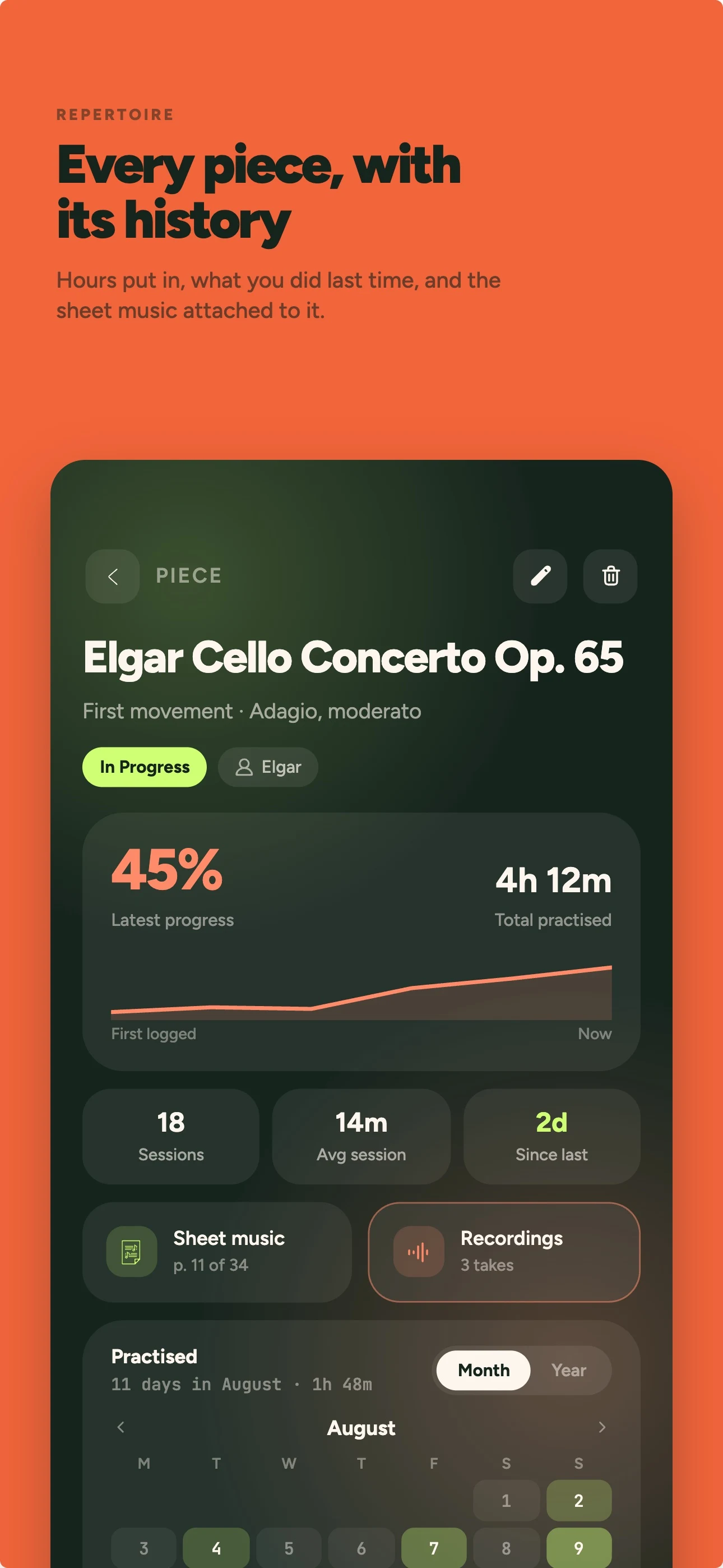 Legato: Music Practice Journal screenshot
