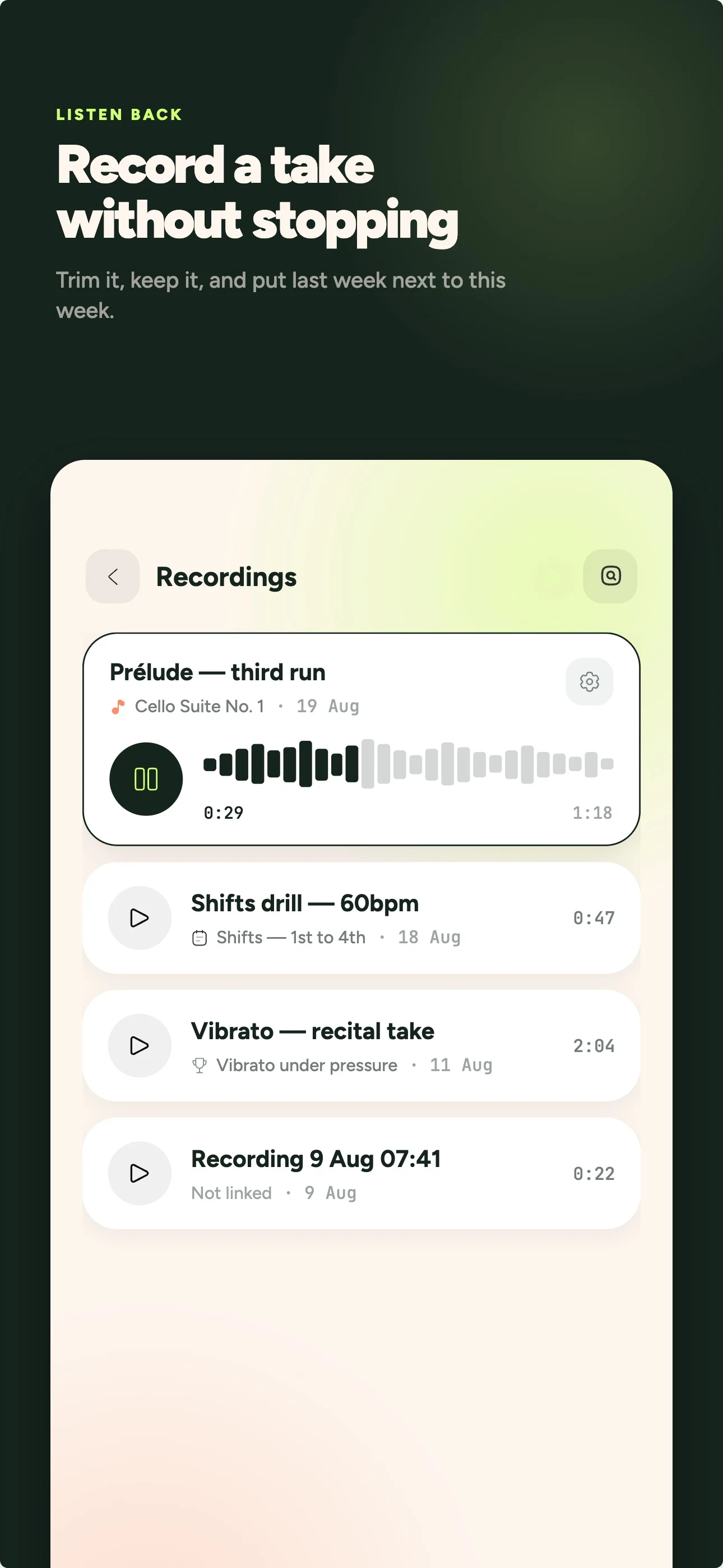 Legato: Music Practice Journal screenshot